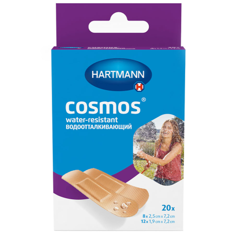 Пластырь cosmos water-resistant / Космос Водоотталкивающий (нестерильно), 20 шт./ набор 2 размера/