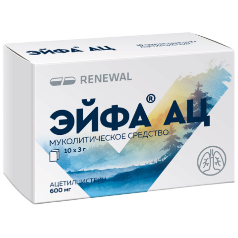 Эйфа АЦ 600 мг гранулы для приготовления раствора для приема внутрь, 10 шт.