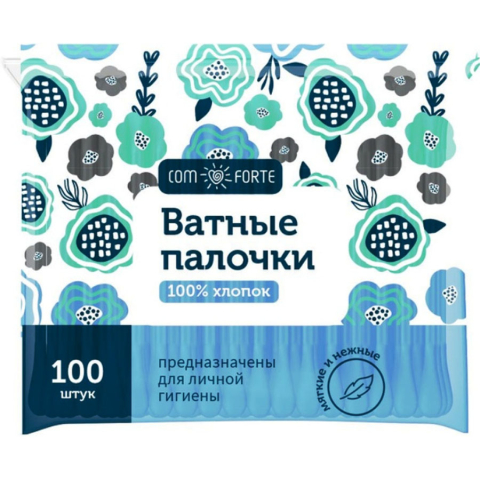 Палочки ватные Комфорт пакет п/э, 100 шт.