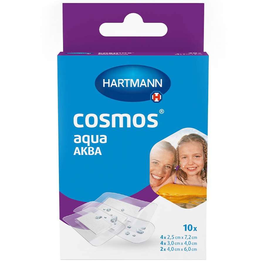 Пластырь водостойкий Cosmos Aqua / Космос акью, пластинки 3 размера, 10шт