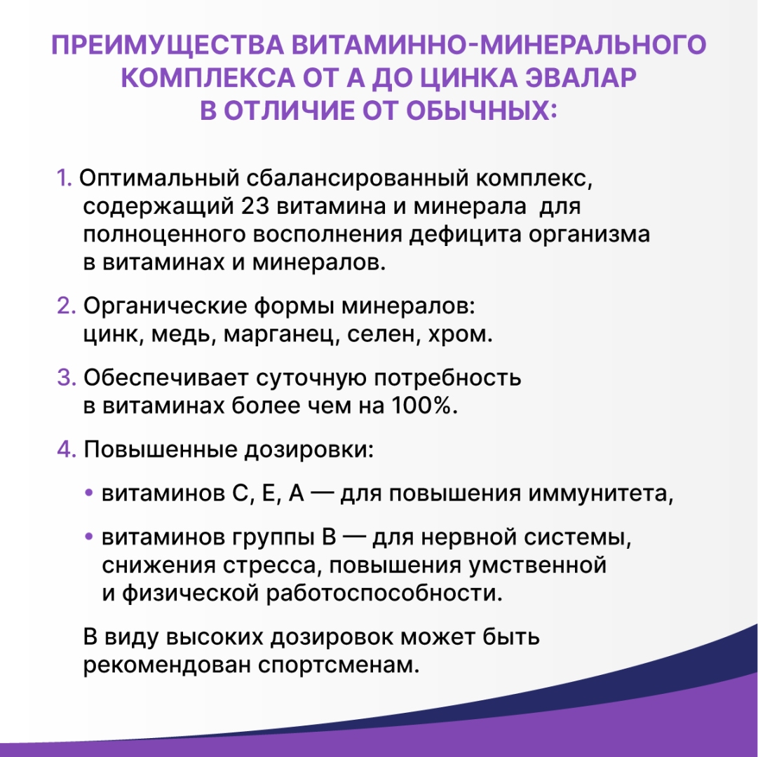 Витаминно-минеральный комплекс от А до Цинка таблетки, 30 шт, Эвалар