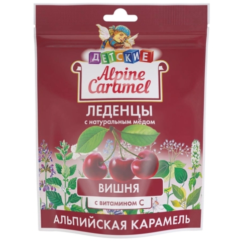 Альпийская карамель леденцы детские вишня с витамином С, 75г