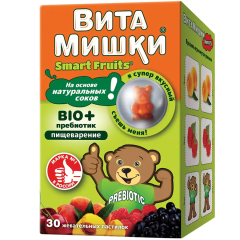 ВитаМишки Био+ пребиотик пастилки жевательные, 30 шт.