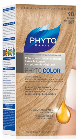 PHYTO Phytocolor краска для волос, очень светлый золотистый блонд оттенок 9D