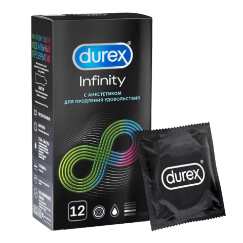 Дюрекс (Durex) Презервативы Infinity с анестетиком, 12 шт.