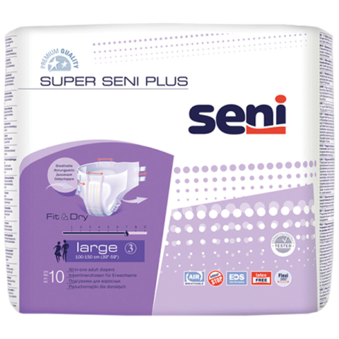 Seni Super Plus Large подгузники для взрослых (100-150 см), 10 шт