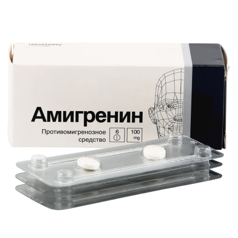 Амигренин 100 мг 6 шт. таблетки, покрытые пленочной оболочкой