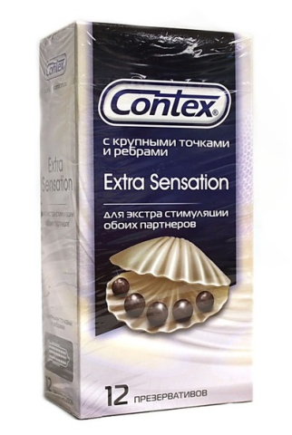 Контекс (Contex) Презервативы Extra Sensation с крупными точками и ребрами, 12 шт.