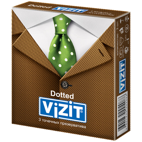 Визит (Vizit) Презервативы Dotted с точечным рифлением, 3 шт.