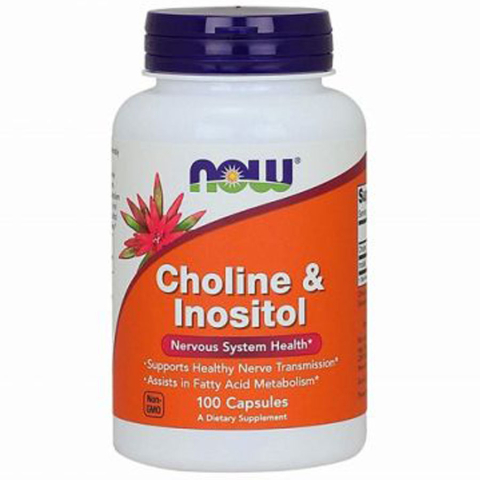 Now / Нау Холин + Инозитол 250 мг+250 мг капсулы, 100 шт.