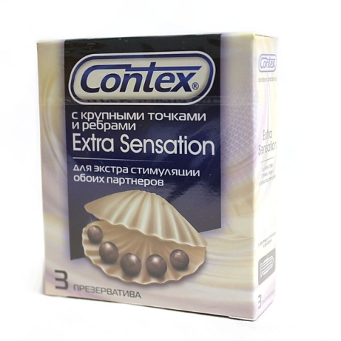 Контекс (Contex) Презервативы Extra Sensation с крупными точками и ребрами, 3 шт.