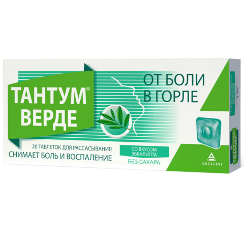 Тантум верде таблетки для рассасывания, эвкалипт, 20 шт.