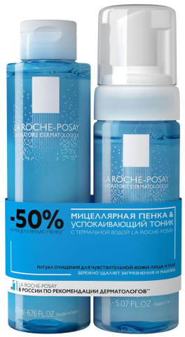 La roche-posay успокаивающий тоник 200 мл+пенка мицеллярная очищающая 150 мл/набор