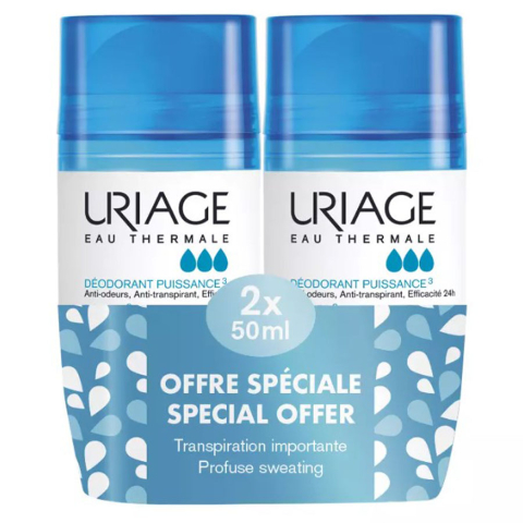 Урьяж (Uriage) Power 3 дезодорант тройного действия роликовый 50 мл, 2 шт.