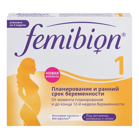 Фемибион 1 таблетки покрыт.плен.об. 917 мг, 28 шт.