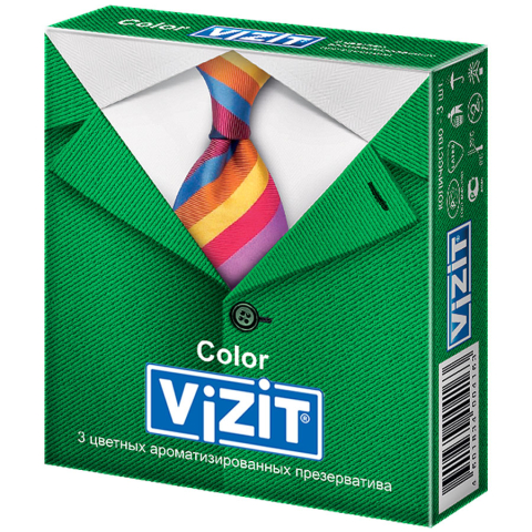 Визит (Vizit) Презервативы Color ароматизированные, 3 шт.