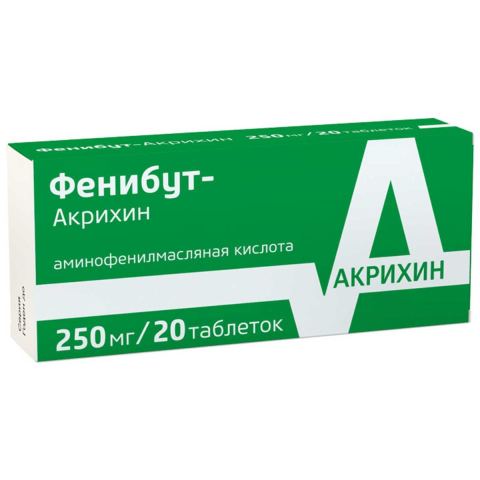 Фенибут-Акрихин таблетки 250 мг, 20 шт.
