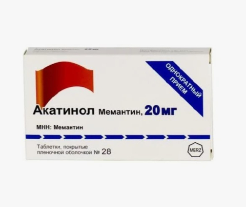 Акатинол мемантин 20 мг 28 шт. таблетки, покрытые пленочной оболочкой