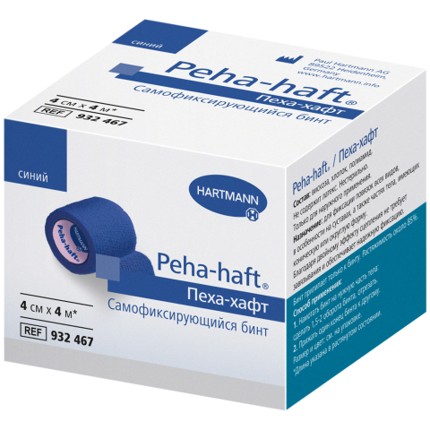 Peha-haft / Пеха-хафт самофиксирующийся бинт 4 м х 4 см синий, 1 шт.